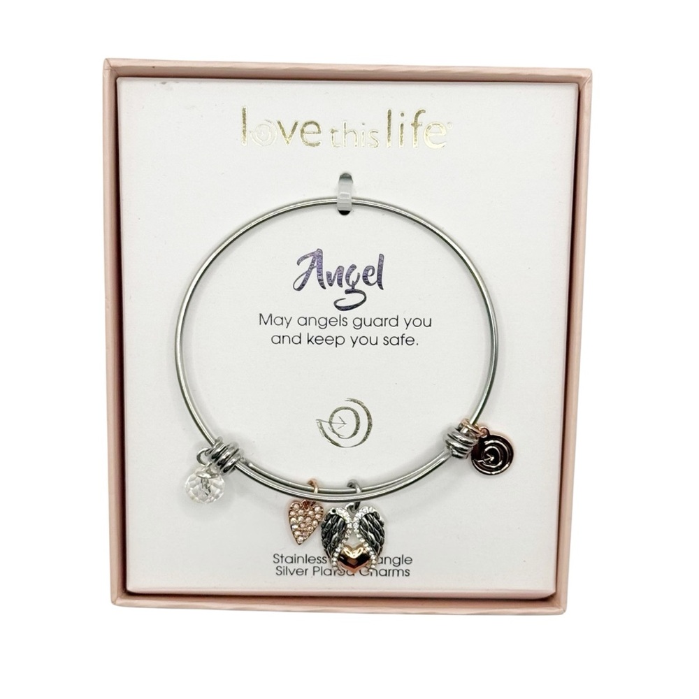 Love This Life® Two Tone Stainless Steel “Angel” Cubic Zirconia‎ Shaker Bracelet